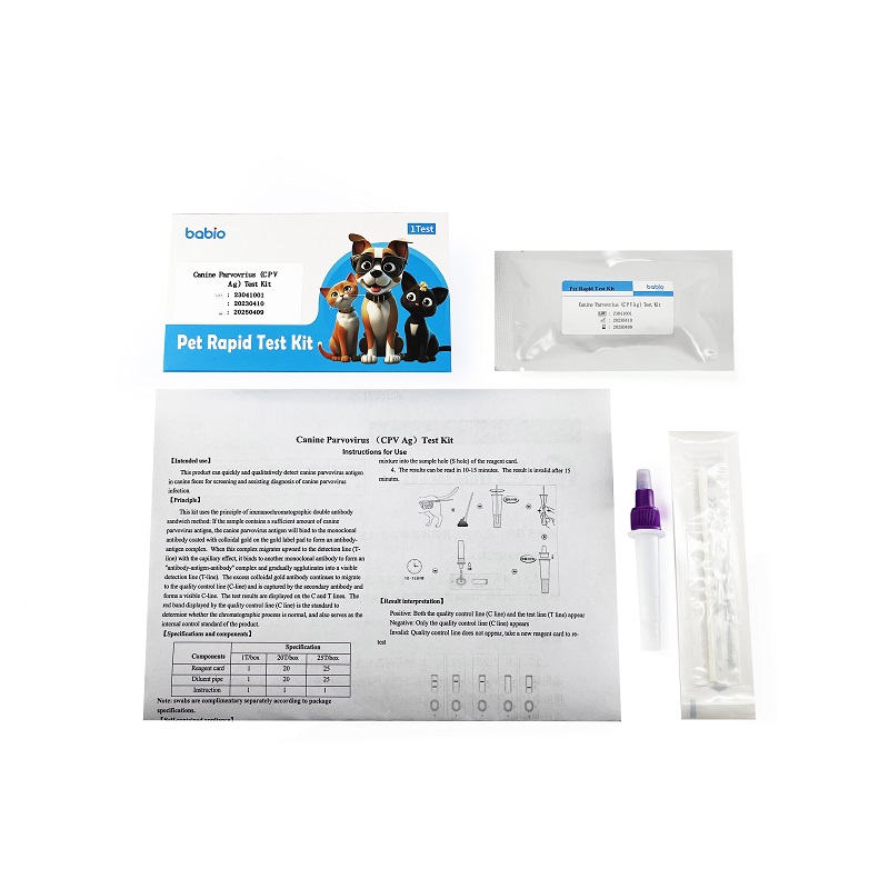 Kit ujian antigen parvovirus anjing (CPV Ag).